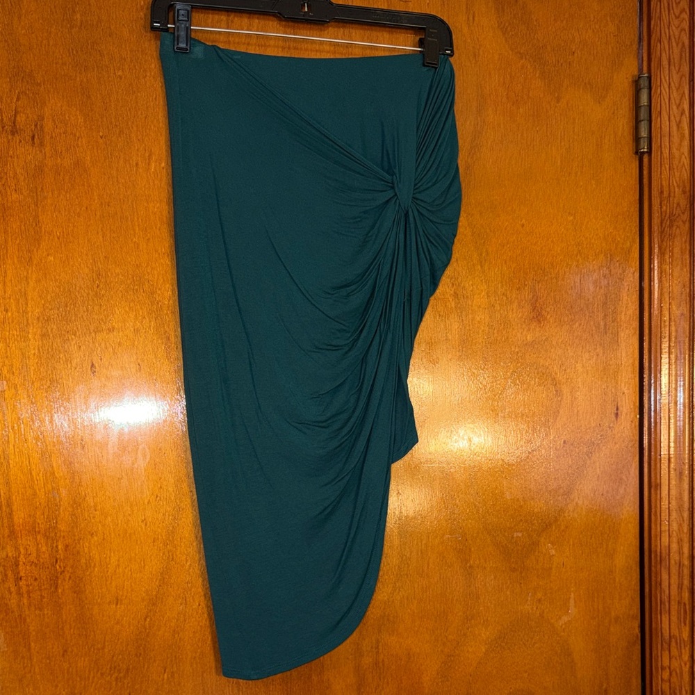 Charlotte Russe Teal Asymmetrical Knot-Detail Midi Skirt